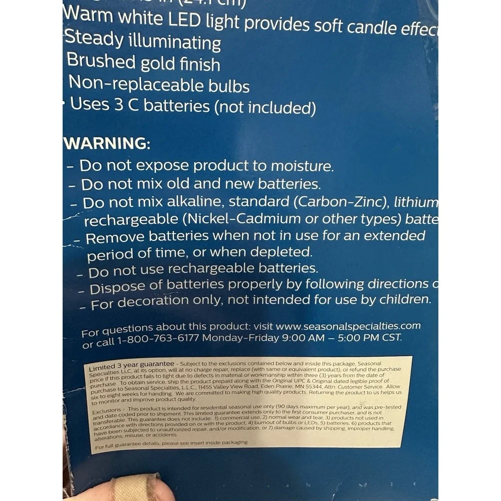 Set of 2 Philips Candolier LED Warm White Gold Tone with 6 hour Timer